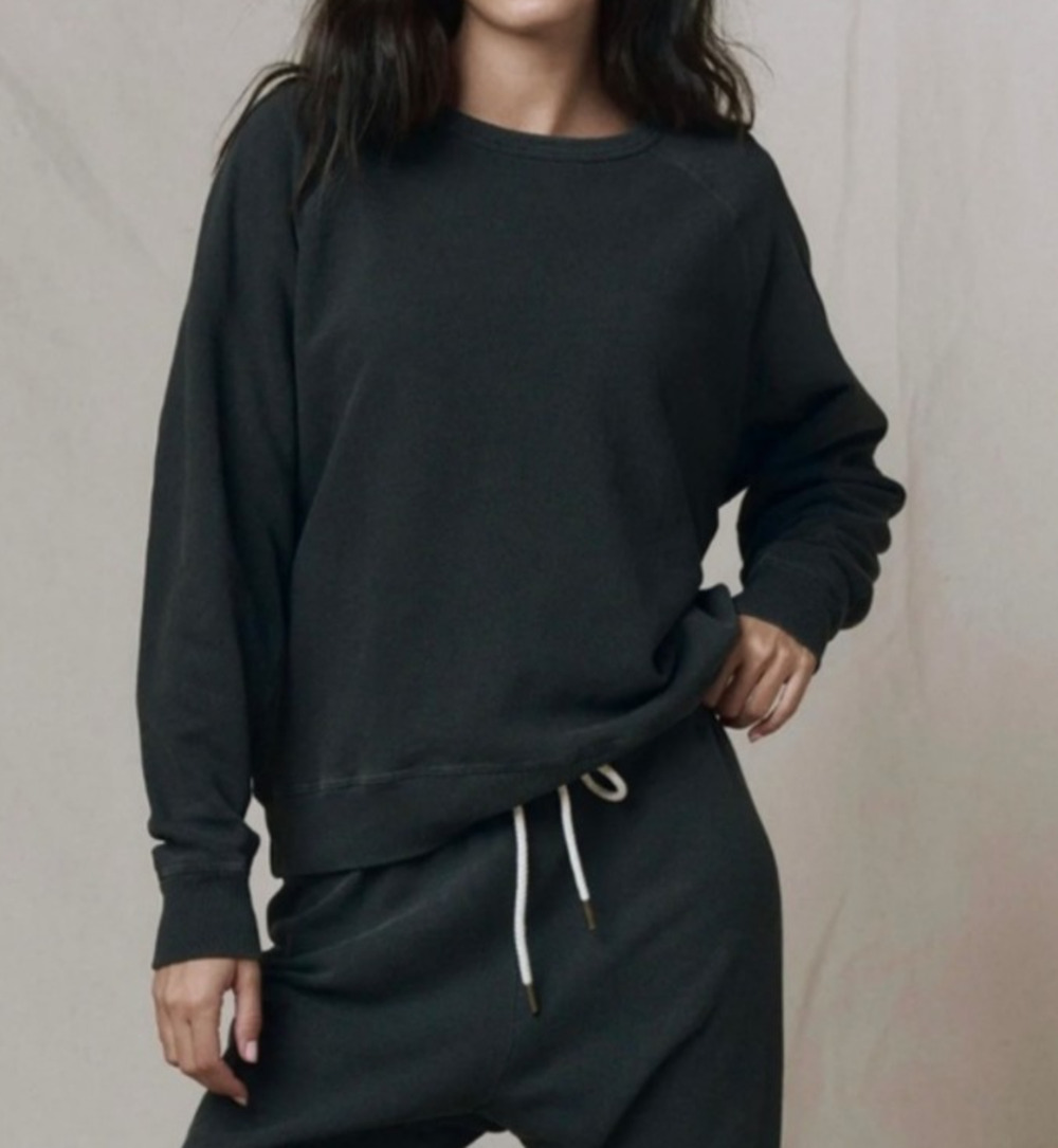 The Great Washed Black The College Sweatshirt Size 1 Small Athleisure Loungewear